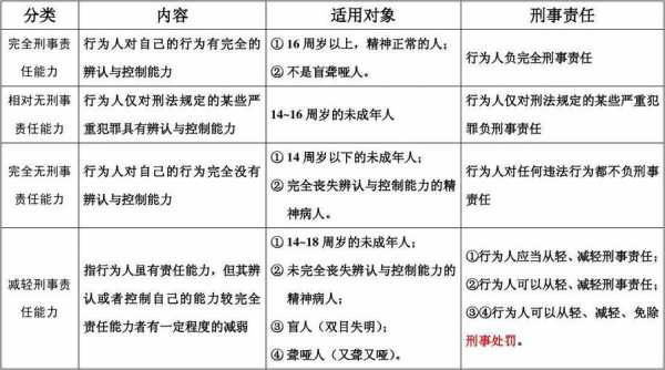 公民的刑事责任能力分类 